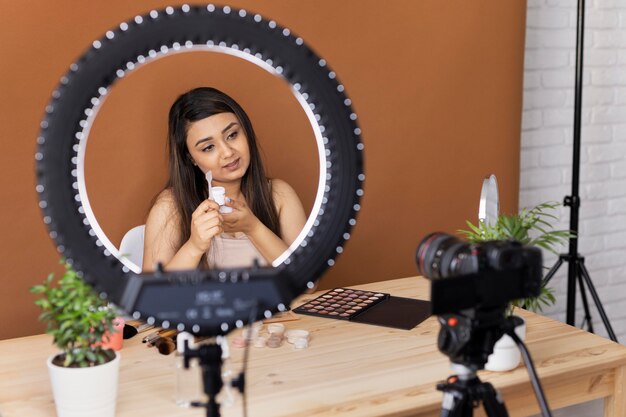 Makeup artist vlogging her tutorials