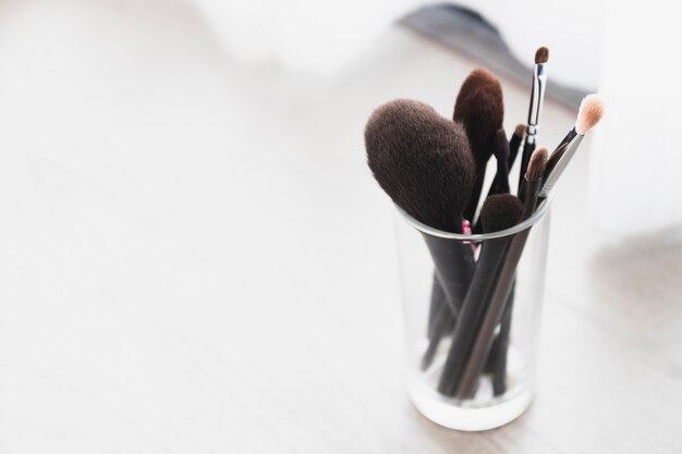 Makeup brushes in cup