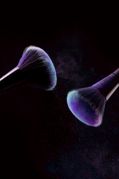 Makeup brushes in ray of light