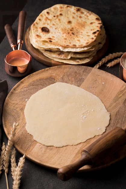 Making of roti ingredients assortment