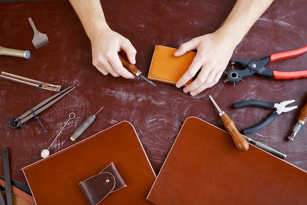 Free photo making wallets and briefcases