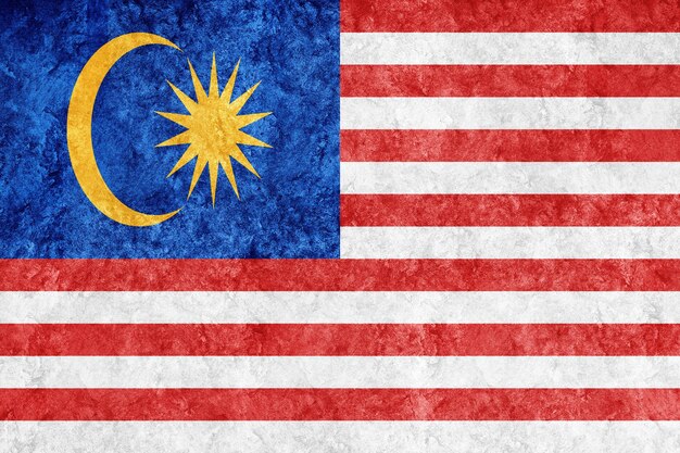 Malaysia Metallic flag, Textured flag, grunge flag