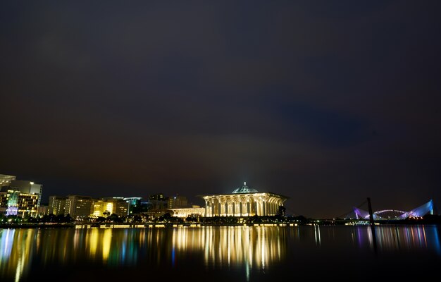 malaysia night bridge muslim architecture