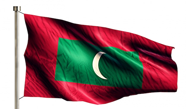 モルディブ国旗は、3Dの白い背景を分離