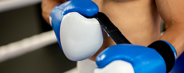 Male boxer with protective gloves