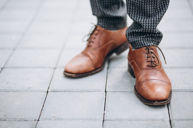 Free photo male brown footwear close up