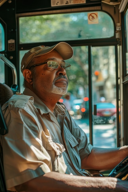 Foto gratuita ritratto di un autista di autobus