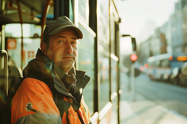 Foto gratuita ritratto di un autista di autobus