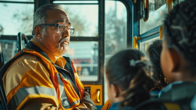 Foto gratuita autista di autobus che posa un ritratto