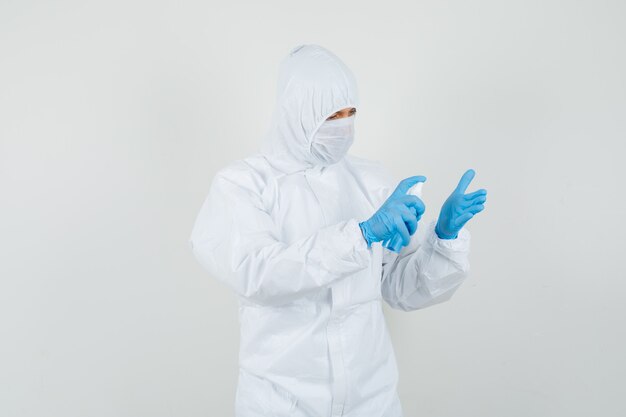 Male doctor in protective suit