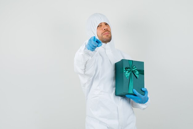 Male doctor in protective suit