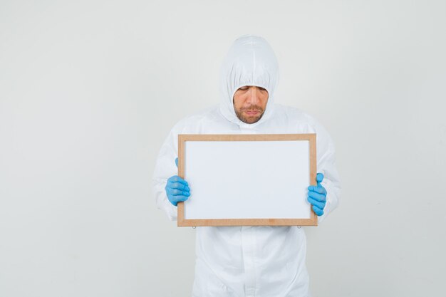 Male doctor in protective suit