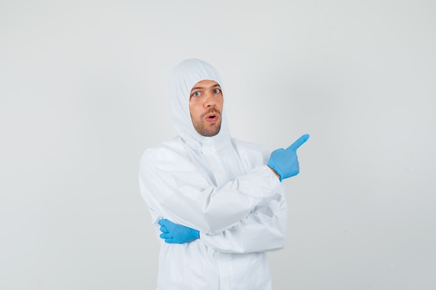 Male doctor in protective suit