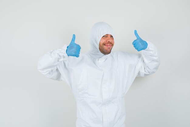 Male doctor in protective suit