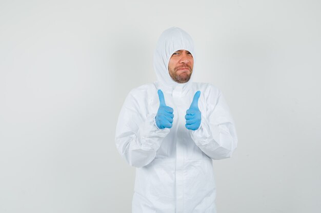 Male doctor in protective suit