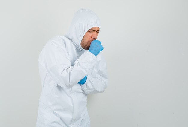 Male doctor in protective suit