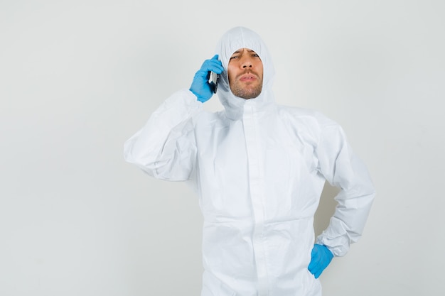 Male doctor in protective suit