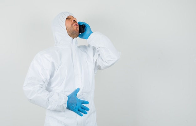 Male doctor in protective suit