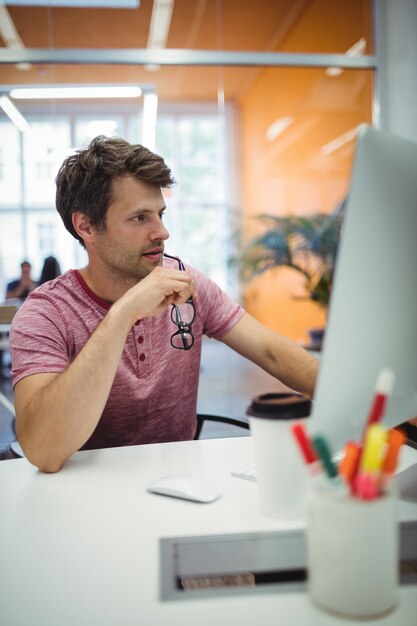 Male executive working at his desk