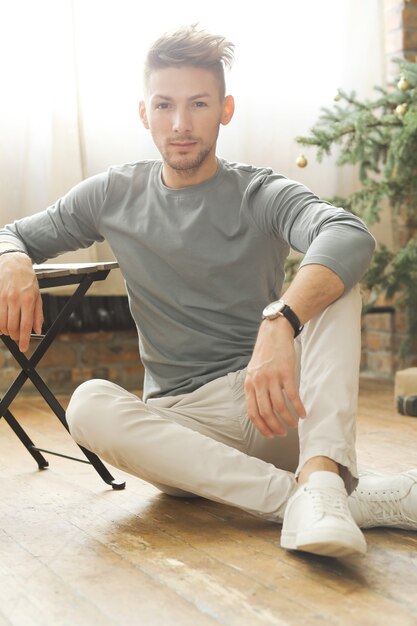 Male fashion, young man posing