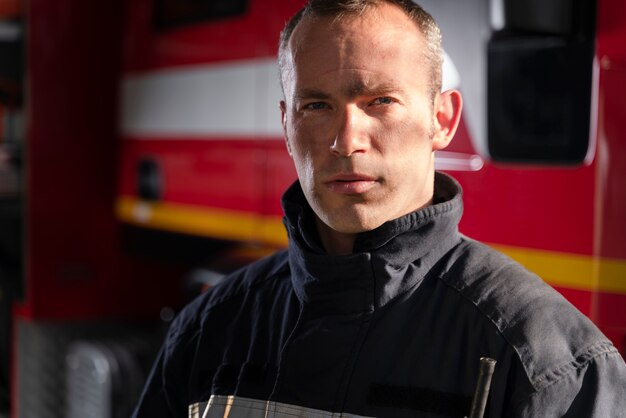 male firefighter at the station