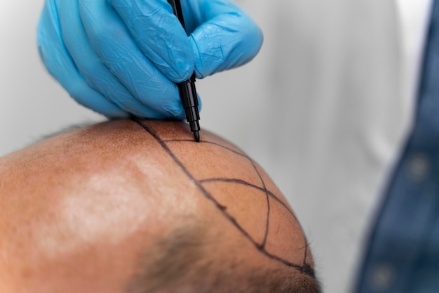 Free photo male going through a follicular unit extraction process
