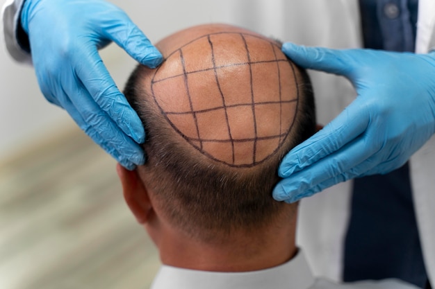 Free photo male going through a follicular unit extraction process