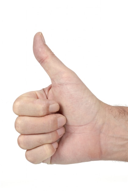 Male hand giving a thumbs up sign 