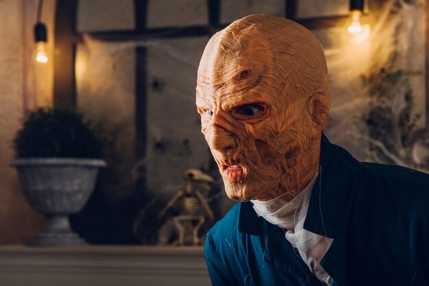 Male model in creepy mask