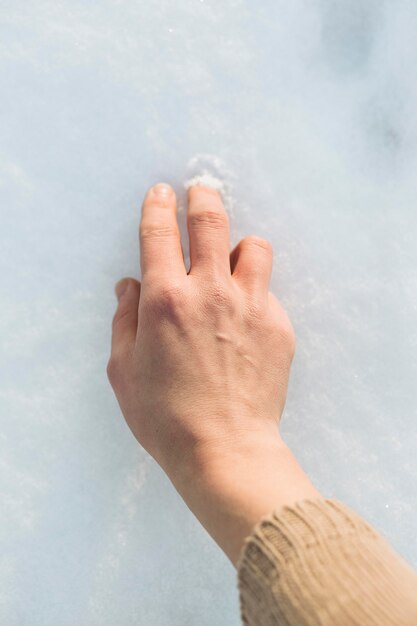 Male model hand in winter