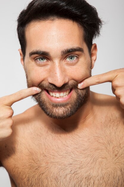 Male model smiling