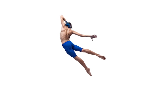 Артист современного балета, представление искусства современности, сине-белое сочетание эмоций