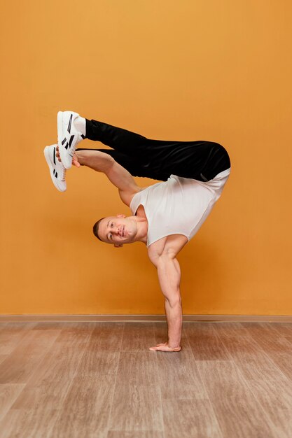Male performing breakdance