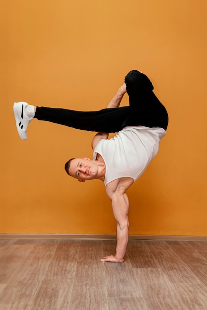 Male performing breakdance