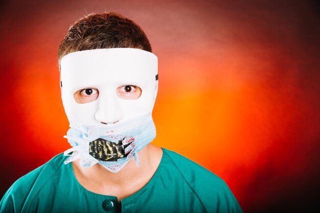 Male portrait in spooky mask