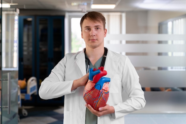 Free photo male student practicing medicine