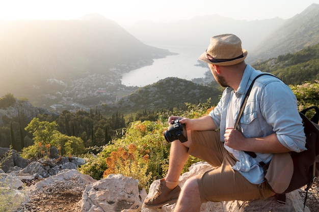 Male traveler in montenegro outdoors