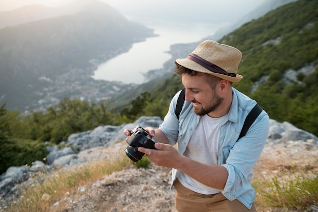 Male traveler in montenegro outdoors