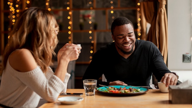 Male and woman having a good time