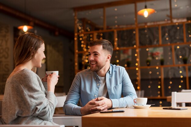 Male and woman having a good time