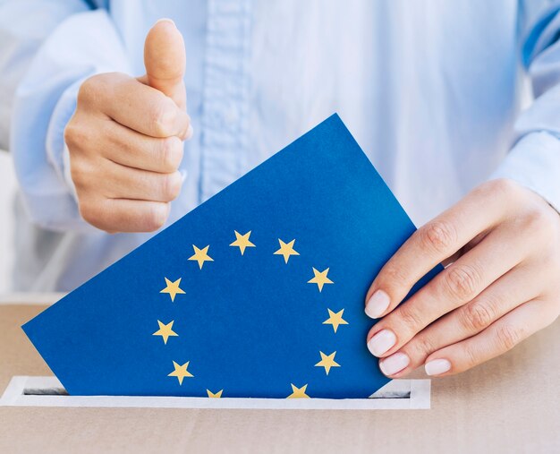 Man approving his choice in election close-up