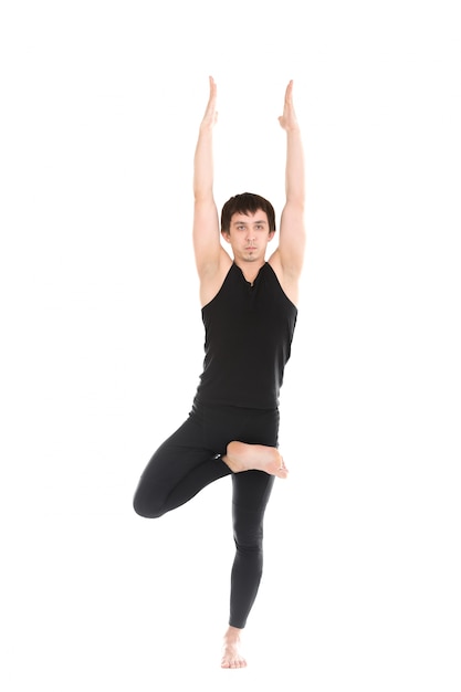 Man in balance stretching his arms