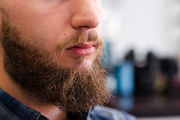 Man beard after grooming close-up