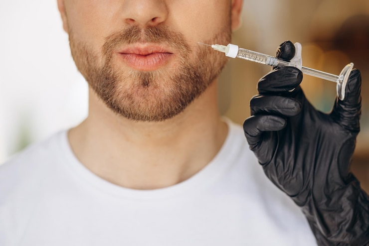 Free Photo man at beauty salon making injections