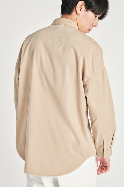 Man in a beige shirt mockup