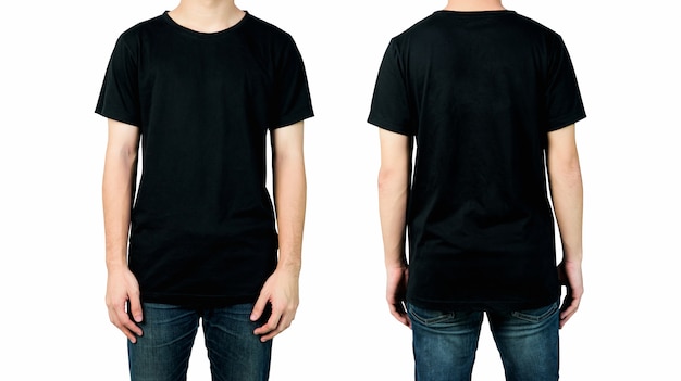 Download Black t-shirt front and back, mock up template for design ...