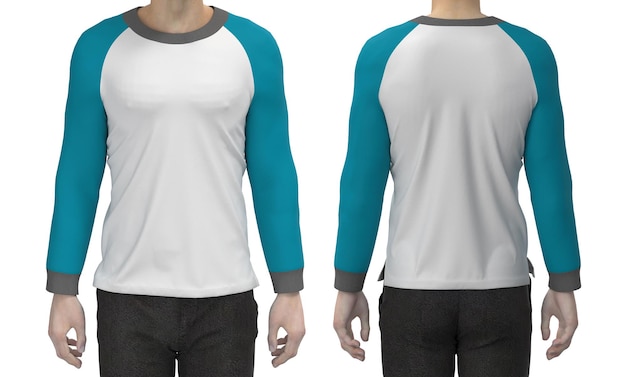 Free photo man in blank sweater, front and back views
