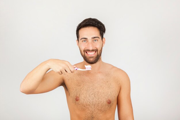 Man brushing his teeth