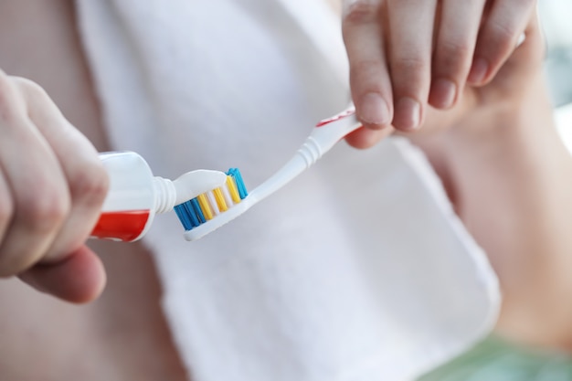 Man brushing teeth