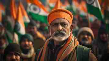 Free photo man celebrating indian republic day